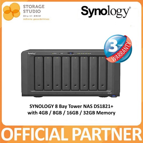 SYNOLOGY DS1821+ 8 Bay DiskStation with 4GB / 8GB / 16GB / 32GB Memory. Singapore Local 3 Years Warranty